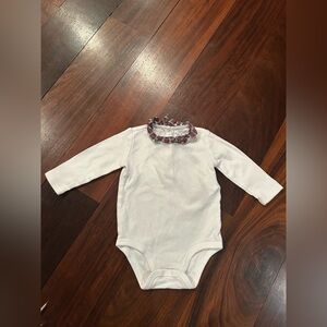 Ralph Lauren White Baby Onesie with Plaid Collar Like New Condition 6 months